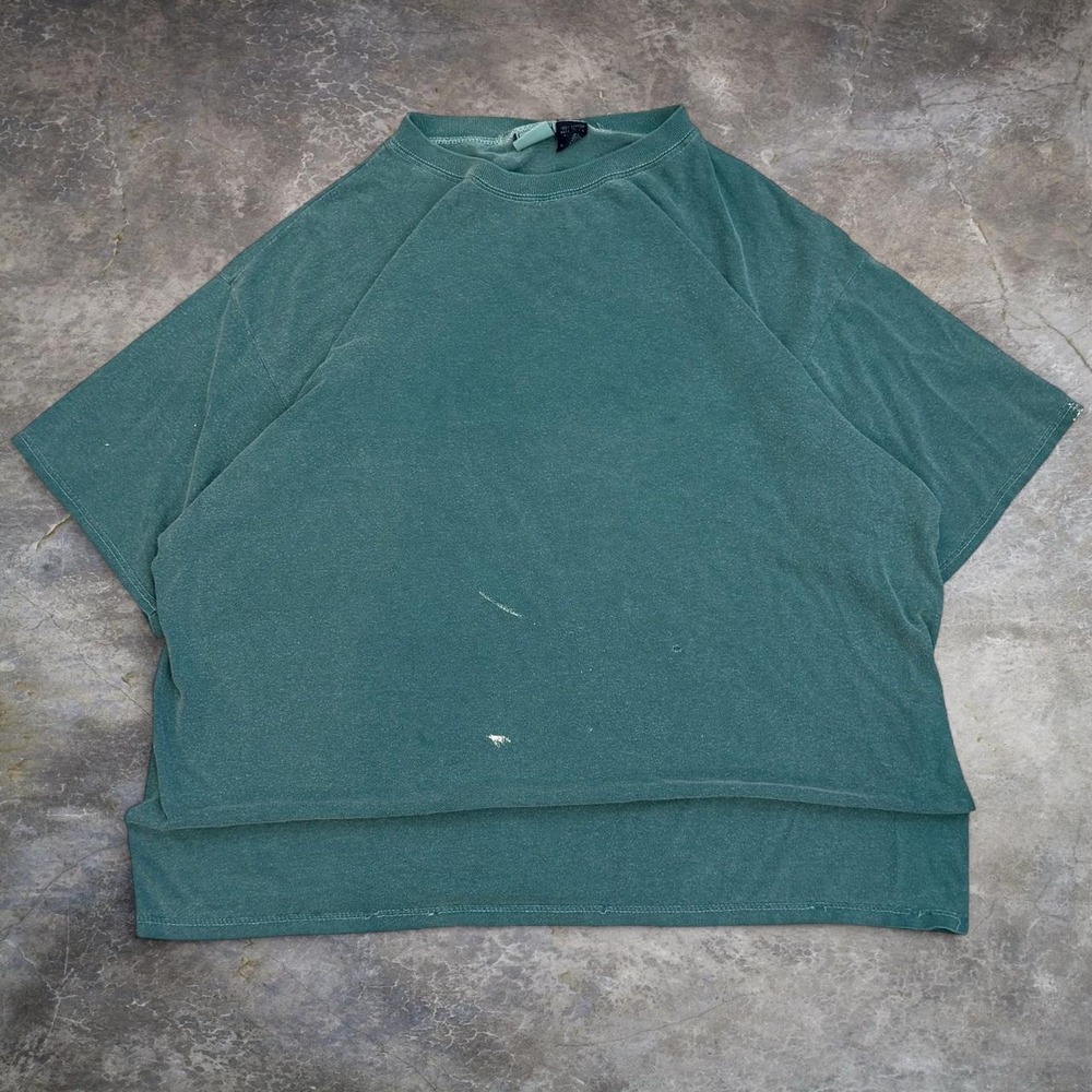 Vintage Bass Faded Distressed Green Oversized Tee Mens Large USA Made Grunge 90s
